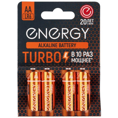 Батарейка алкалиновая Energy Turbo LR6/4B (AA) (4шт на блистере) (107051)-1