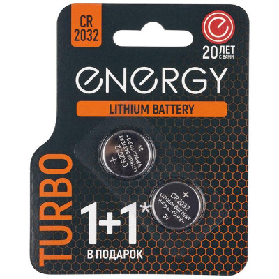 Батарейка литиевая Energy Turbo CR2032/2B (2шт на блистере) (107052)-1