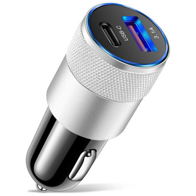 109943 Автомобильное зарядное устройство Energy ET-43А, черный с серебром