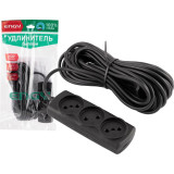 186742 Удлинитель Engy 'Премиум' 10м/3роз (ПВС 2х0.75) черный