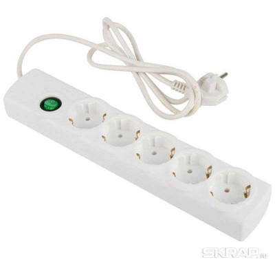 186758 Фильтр сетевой ENGY 'Сеть-2' 3м/5роз, с/з белый