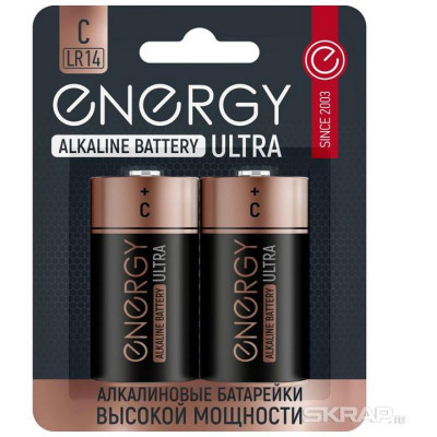 Батарейка алкалиновая Energy Ultra LR14/2B (2шт на блистере) (104982)