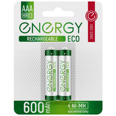 Аккумулятор Energy Eco NIMH-600-HR03/2B (АAА) (2шт на блистере) (104986)