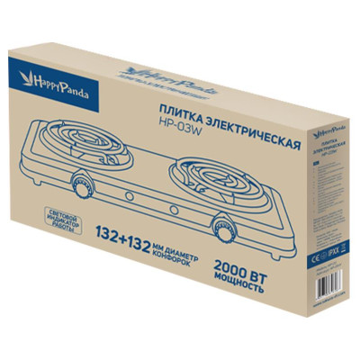 Плитка электро HP-03W 2000Вт 140/140мм 2конф/спир бел-1