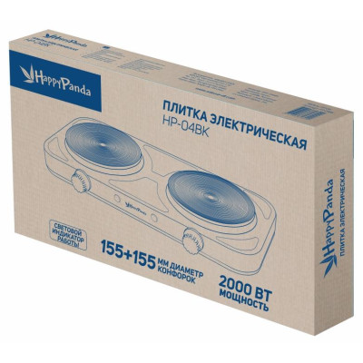 Плитка электро HP-04BK 2000Вт 155/155мм 2конф/диск черн-1