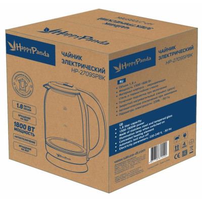 Чайник электр HP-2709SPBK SUPER PROMO (1.8) стекл чер точечн.подсв-1