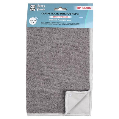 Салфетка HP-CL18G двухсторонняя, микрофибра, 23*30см, сер.-2