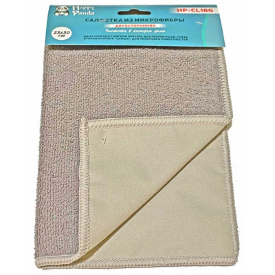Салфетка HP-CL18G двухсторонняя, микрофибра, 23*30см, сер.