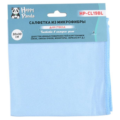 Салфетка для стекла HP-CL19BL микрофибра, 30*30см, голуб.-2
