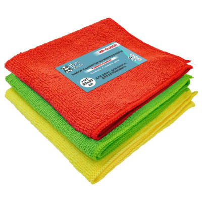 Салфетки HP-CL23 (3) для уборки, микрофибра, 30*30см, комплект 3шт