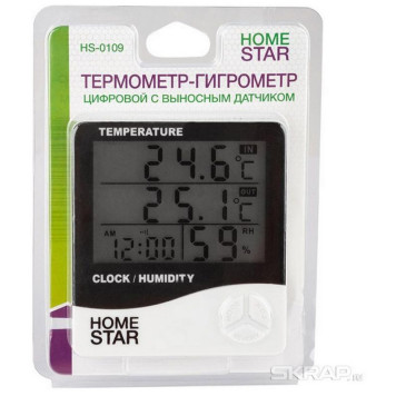 Термометр-гигрометр цифровой HOMESTAR HS-0109 с выносным датчиком (104304)-1