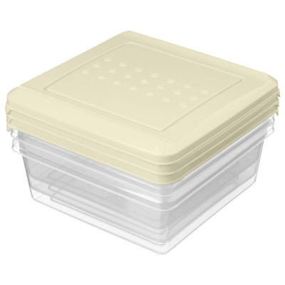 221101025/01 Набор контейнеров для продуктов 'Asti' квадратные 3шт (0.5л) светло-бежевый