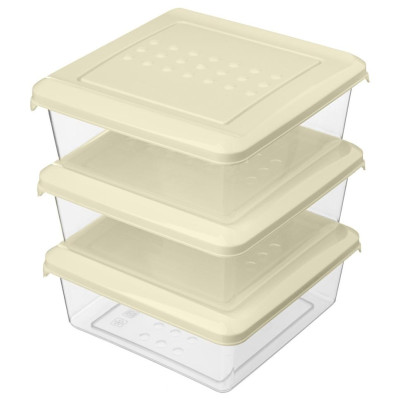 221101025/01 Набор контейнеров для продуктов 'Asti' квадратные 3шт (0.5л) светло-бежевый-1