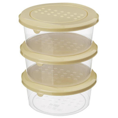221101525/01 Набор контейнеров для продуктов 'Asti' круглые 0.5л х 3шт. светло-бежевый-2