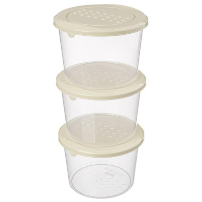 221101625/01 Набор контейнеров для продуктов 'Asti' круглые 0.8л х 3шт светло-бежевый-4