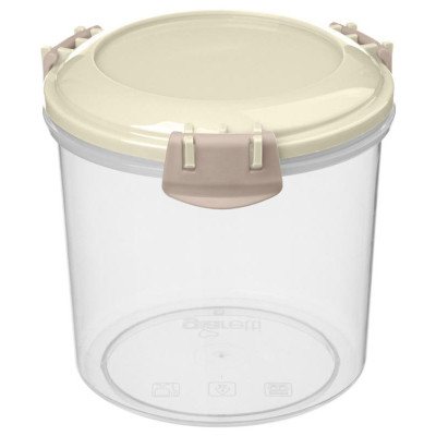 221112925/01 Контейнер для продуктов 'Modena' круглый 0.7л с защелками (светло-бежевый)-1