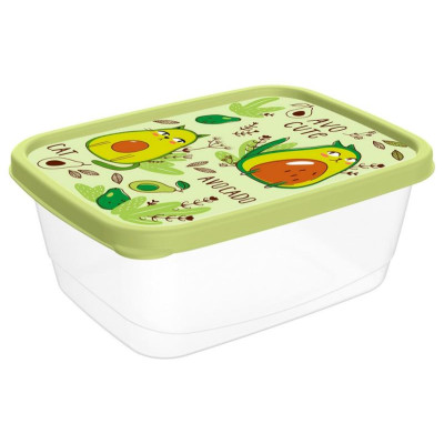 221181720/04 Контейнер для продуктов прямоугольный 1.5л с декором (салатовый)