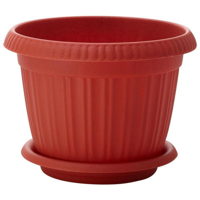 221601232/01 Горшок для цветов 'Basil' D130мм, 0.7л с поддоном (терракотовый)