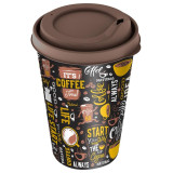 222101427/01 Стакан 'IZI-GO' с крышкой 420мл с декором (бежевый)