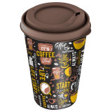 222101427/01 Стакан 'IZI-GO' с крышкой 420мл с декором (бежевый)