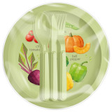 222123320/04 Набор для пикника с декором, 12 предметов на 3 персоны (салатовый)