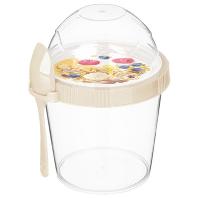 222124125/01 Контейнер 'IZI-GO' для завтрака 450мл с ложкой (светло-бежевый)-1