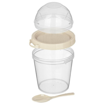 222124125/01 Контейнер 'IZI-GO' для завтрака 450мл с ложкой (светло-бежевый)-2