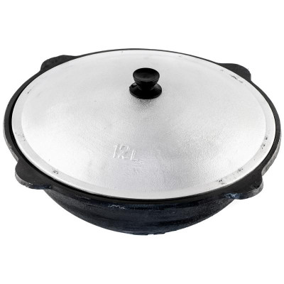 Казан чугунный с крышкой JENNA JN-00416 12л (плоское дно)