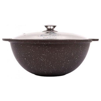 Казан для плова Kukmara кмк47а АП кофейный мрамор-4