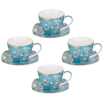 Чайный набор "ЦВЕТУЩИЙ МИНДАЛЬ" (в. ван гог) на 4 пер. 8 пр. 250 мл (кор=8наб.) LEFARD 104-1020