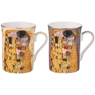 Набор кружек "ПОЦЕЛУЙ" (г. климт) 2 шт. 300 мл, кремовая, серая (кор=24наб.) LEFARD 104-669