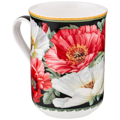 Кружка "МАКИ" 350 мл черная (кор=48шт.) LEFARD 104-757-1