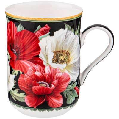 Кружка "МАКИ" 350 мл черная (кор=48шт.) LEFARD 104-757