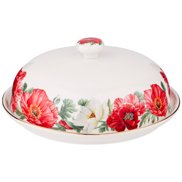 Блюдо круглое с крышкой "МАКИ" 23 см (кор=8шт) LEFARD 104-777