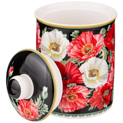 Банка с крышкой "МАКИ" 14,5*10,5 см 750 мл черная (кор=24шт.) LEFARD 104-781-1