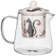 Чайник стеклянный с ситом "ПАРИЖСКИЕ КОТЫ" 400 мл (кор=36шт.) LEFARD 104-834