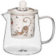 Чайник стеклянный с ситом "ПАРИЖСКИЕ КОТЫ" 400 мл (кор=36шт.) LEFARD 104-834