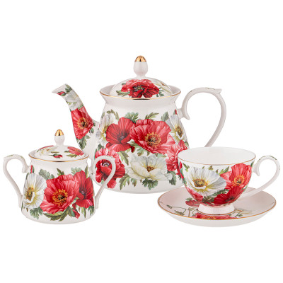 Чайный сервиз "МАКИ" на 6 пер. 14 пр. 1000/420/250 мл (кор=2 наб.) LEFARD 104-874