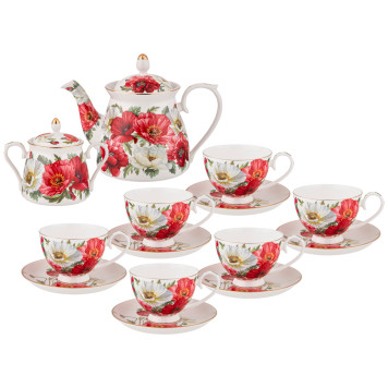 Чайный сервиз "МАКИ" на 6 пер. 14 пр. 1000/420/250 мл (кор=2 наб.) LEFARD 104-874-4