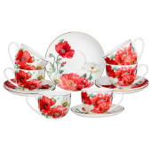 Чайный набор "МАКИ" на 6 пер. 12 пр. 330 мл (кор=6наб.) LEFARD 104-922