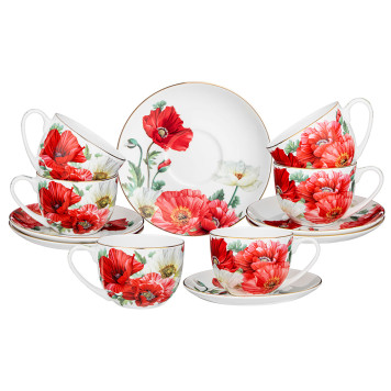 Чайный набор "МАКИ" на 6 пер. 12 пр. 330 мл (кор=6наб.) LEFARD 104-922