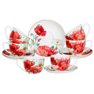 Чайный набор "МАКИ" на 6 пер. 12 пр. 330 мл (кор=6наб.) LEFARD 104-922