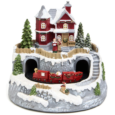 Музыкальная статуэтка "ЗАГОРОДНЫЙ ДОМИК" с led-подсветкой 19,5х19,5х17,5 см LEFARD 146-2228