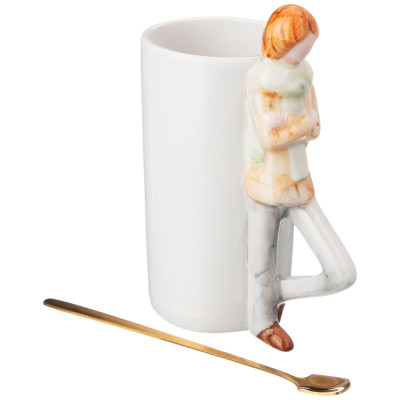 Набор кружек из 2 шт. " ВЛЮБЛЕННЫЕ" 450 мл. с ложками (кор=24наб.) LEFARD 149-657-1