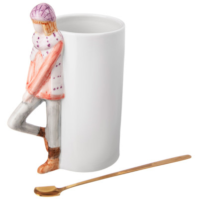 Набор кружек из 2 шт. " ВЛЮБЛЕННЫЕ" 450 мл. с ложками (кор=24наб.) LEFARD 149-657-2