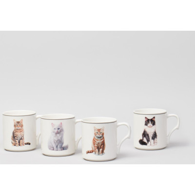 Набор кружек "MEOW" 4шт на подставке 368мл. (кор=8шт.) LEFARD 153-946-2