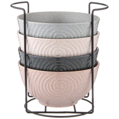 Набор салатников из 4 шт. на метал-ой подставке коллекция "PASTEL" 15*7,5 см, 700мл LEFARD 155-730