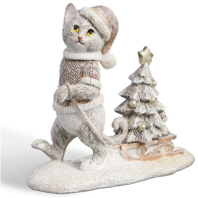 Статуэтка "КОТИК С ЕЛОЧКОЙ" 13х5,5х11,5 см LEFARD 162-1286-2