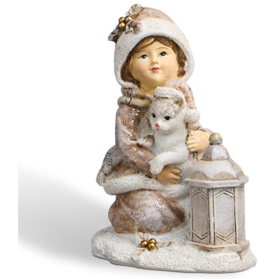Статуэтка "ДЕВОЧКА С КОТЕНКОМ" 7,5х5,5х9 см LEFARD 162-1294-2