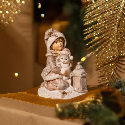 Статуэтка "ДЕВОЧКА С КОТЕНКОМ" 7,5х5,5х9 см LEFARD 162-1294